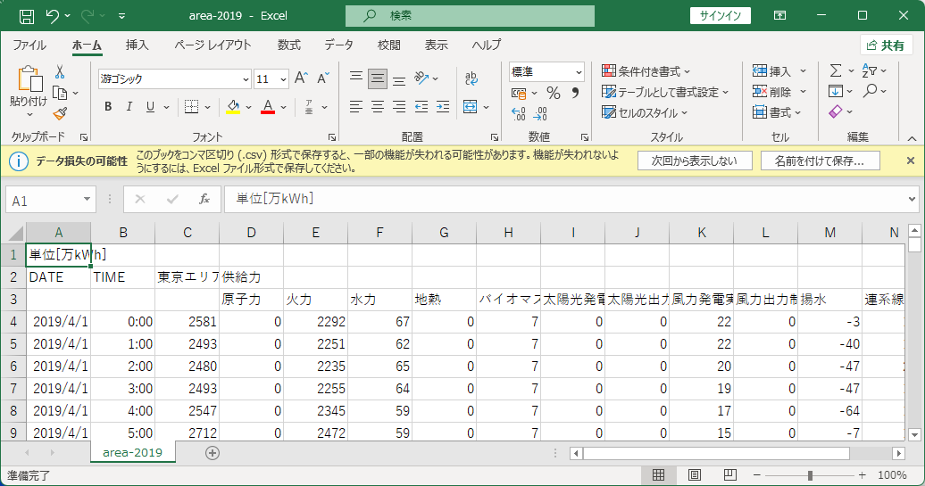 CSVファイルをExcelで開く